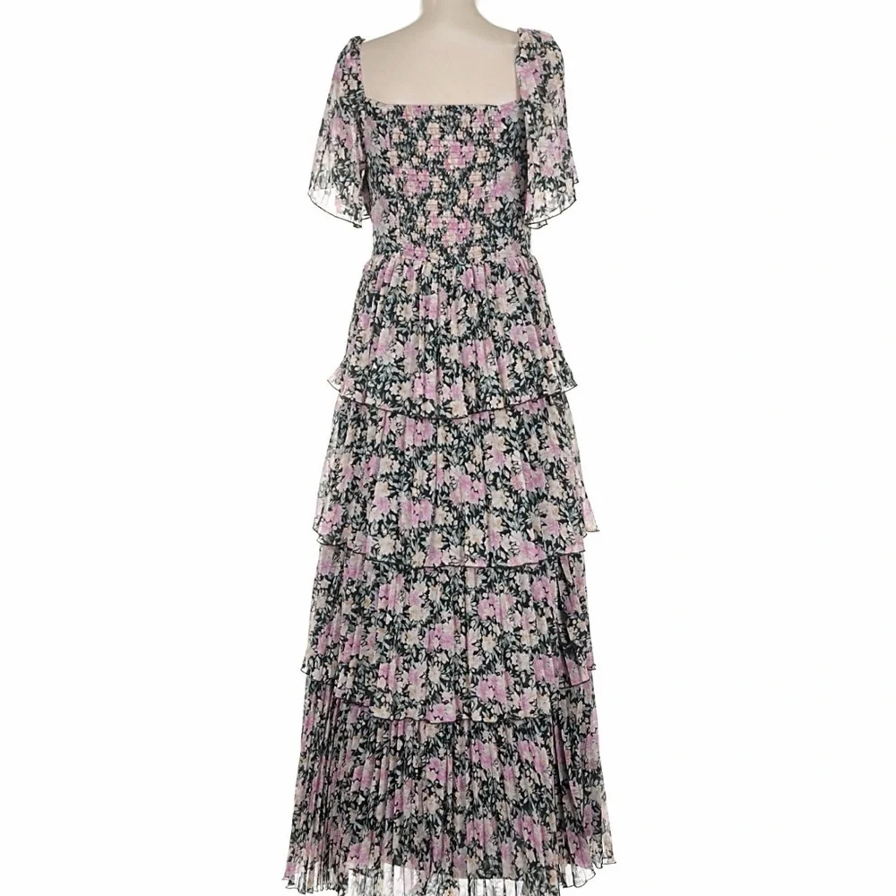 ASTR Gracelynn Tiered Short Sleeve Floral Maxi Dress. - Picture 6 of 6